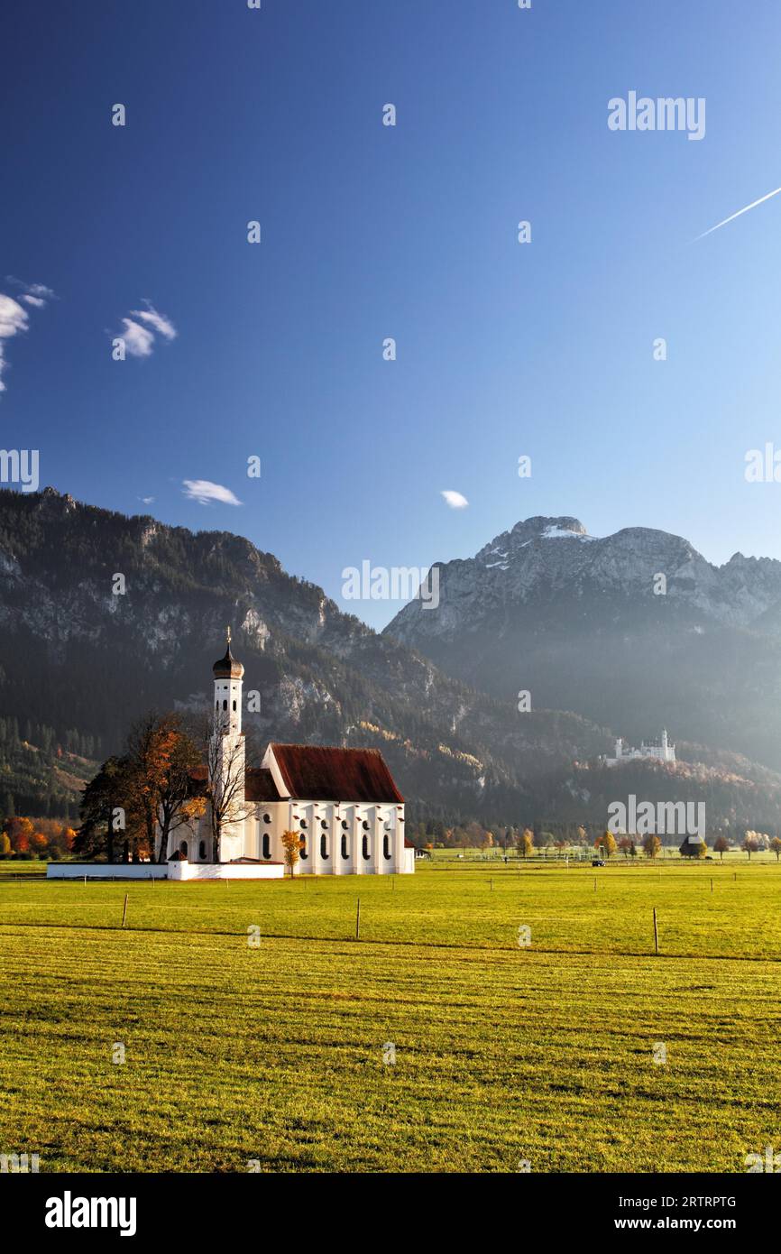 The baroque church of St. Coloman near Schwangau in Allgaeu, with ...
