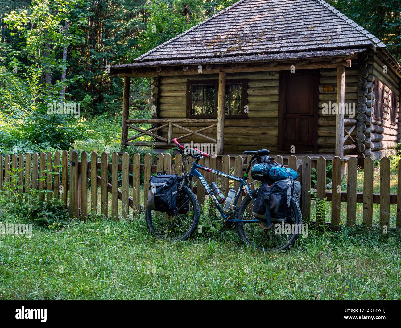 WA23686-00...WASHINGTON - Historic Interrorem Cabin, now a Forest Service rental, located along the Duckabush Road in the Olympic National Forest. Stock Photo