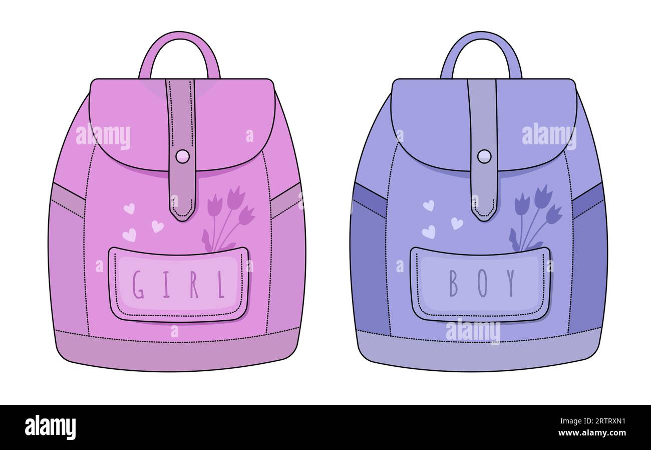 Boy and girl backpacks in blue and pink colors Stock Vector Image & Art