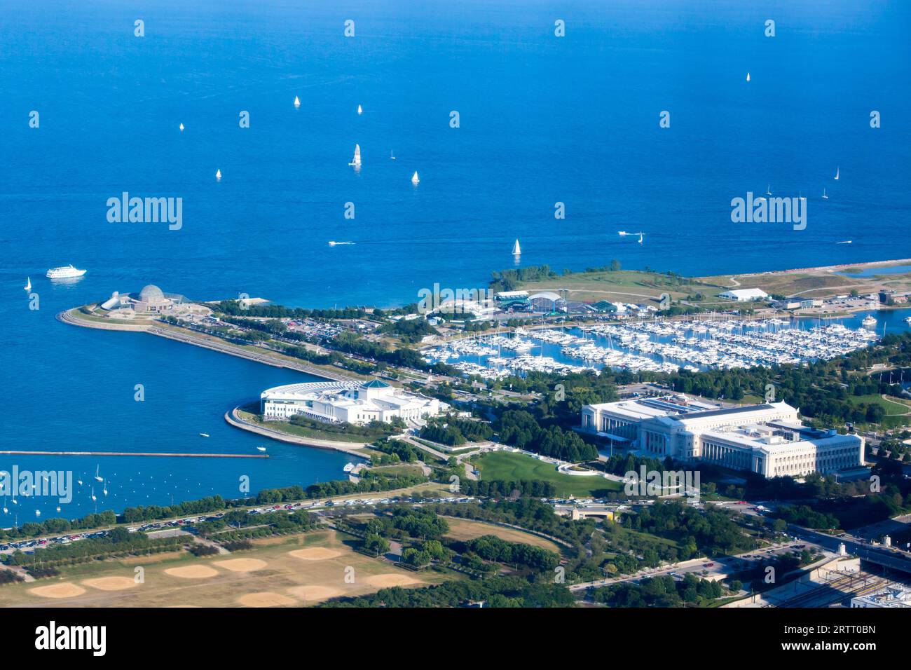 The famous Chicago skyline late in the afternoon from Willis Tower