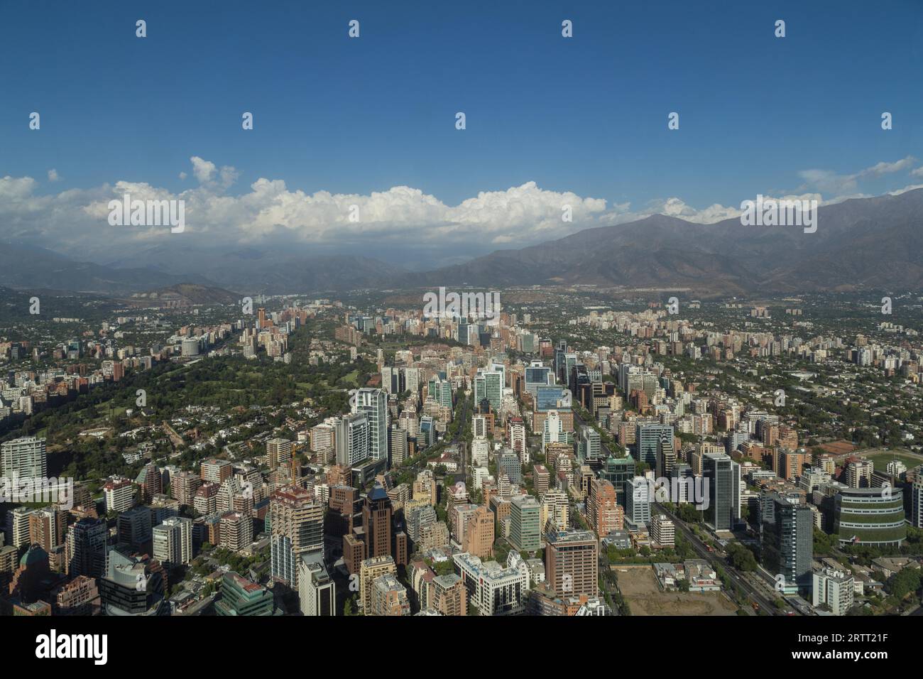 Panoramic city view from the Gran Torre Santiago in Santiago de Chile Stock Photo