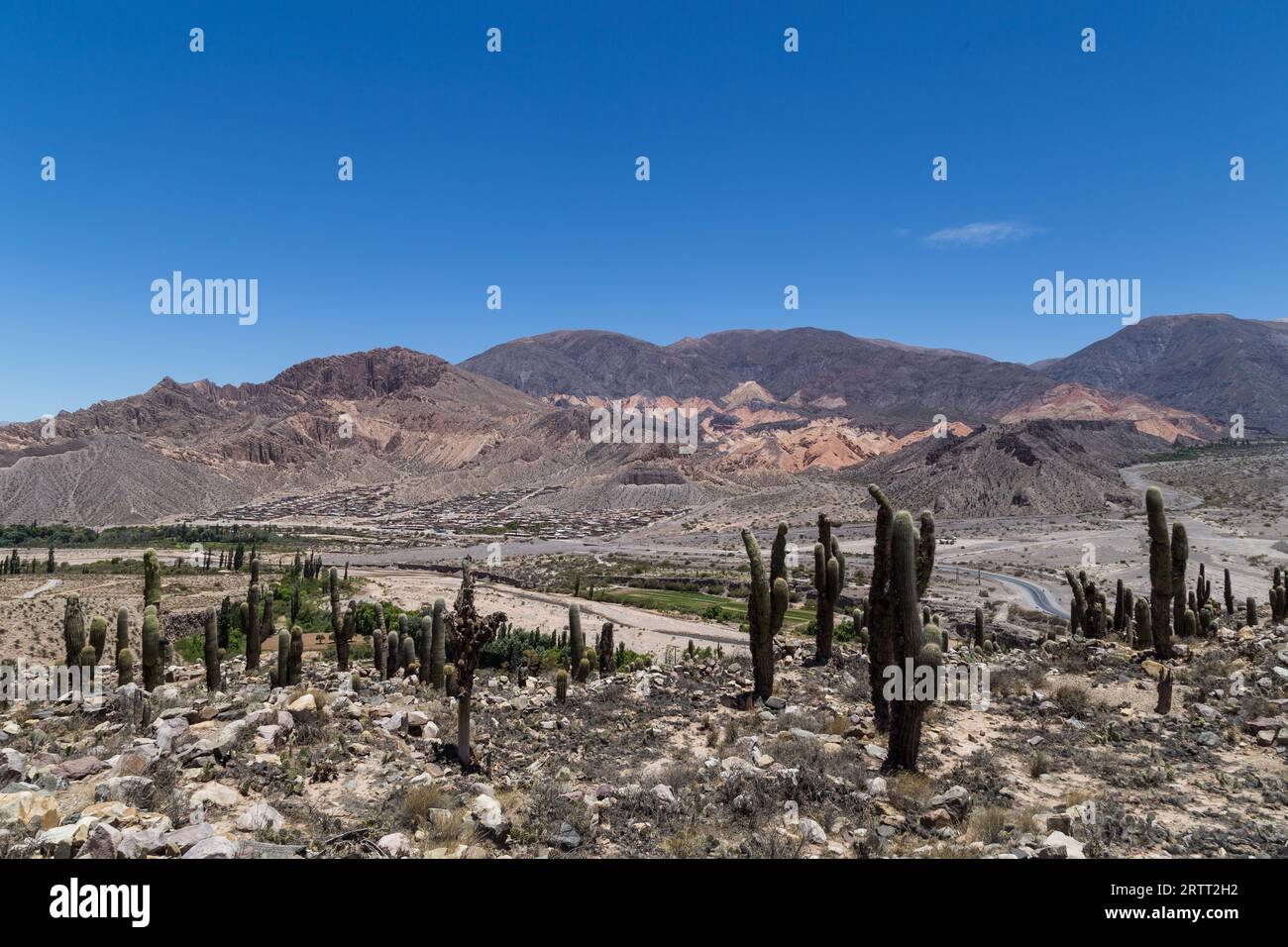 View from the pre-inca fortress Pucara de Tilcara in Northwest Argentina Stock Photo