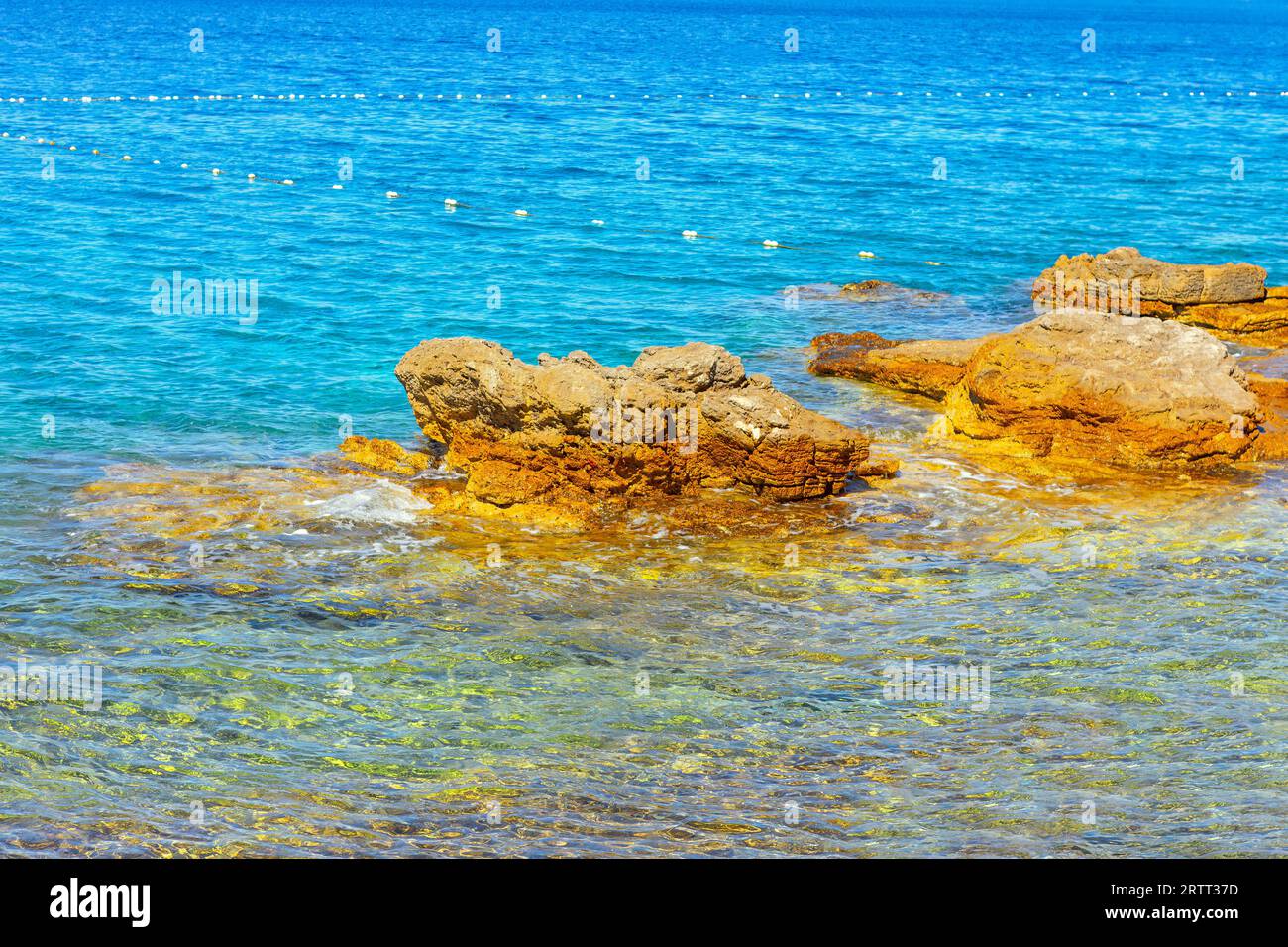 Rocky coast of the Mediterranean Sea in Costa Brava, Catalonia, Spain Stock Photo