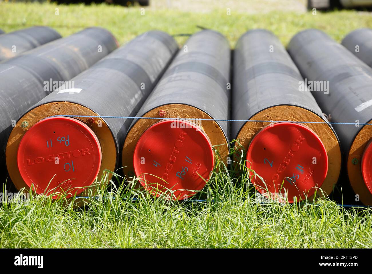 Pipes for district heating, energy transition, Germany Stock Photo