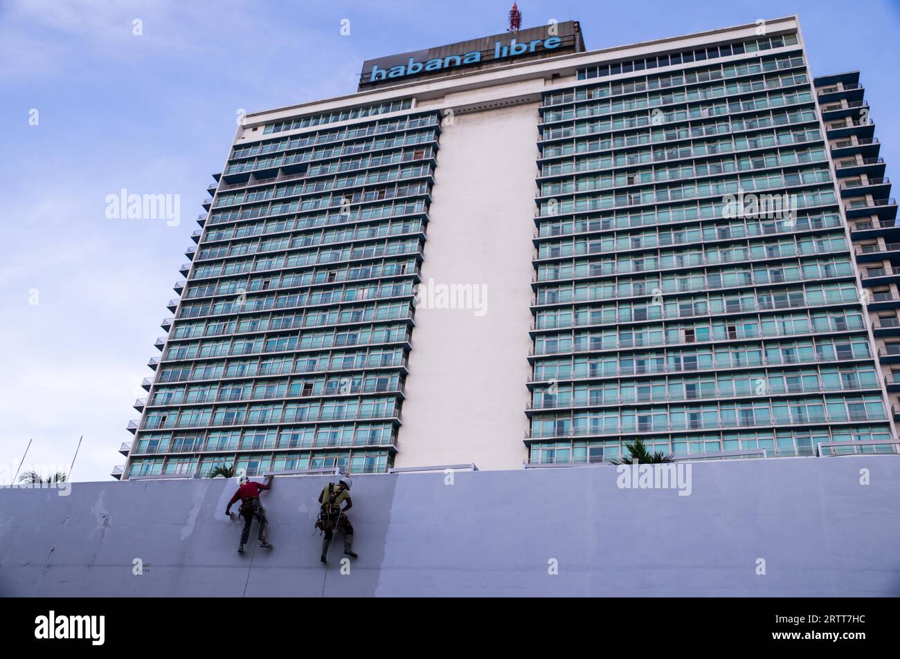 Havana, Cuba on December 22, 2015: Repainting Habana Libre Hotel in the modern neighborhood of El Vedado in Havana, Cuba Stock Photo