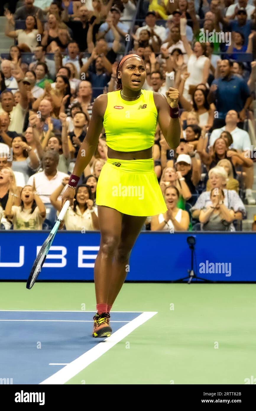 Coco Gauff (USA) competing in the Women's Singles Semifinals at the