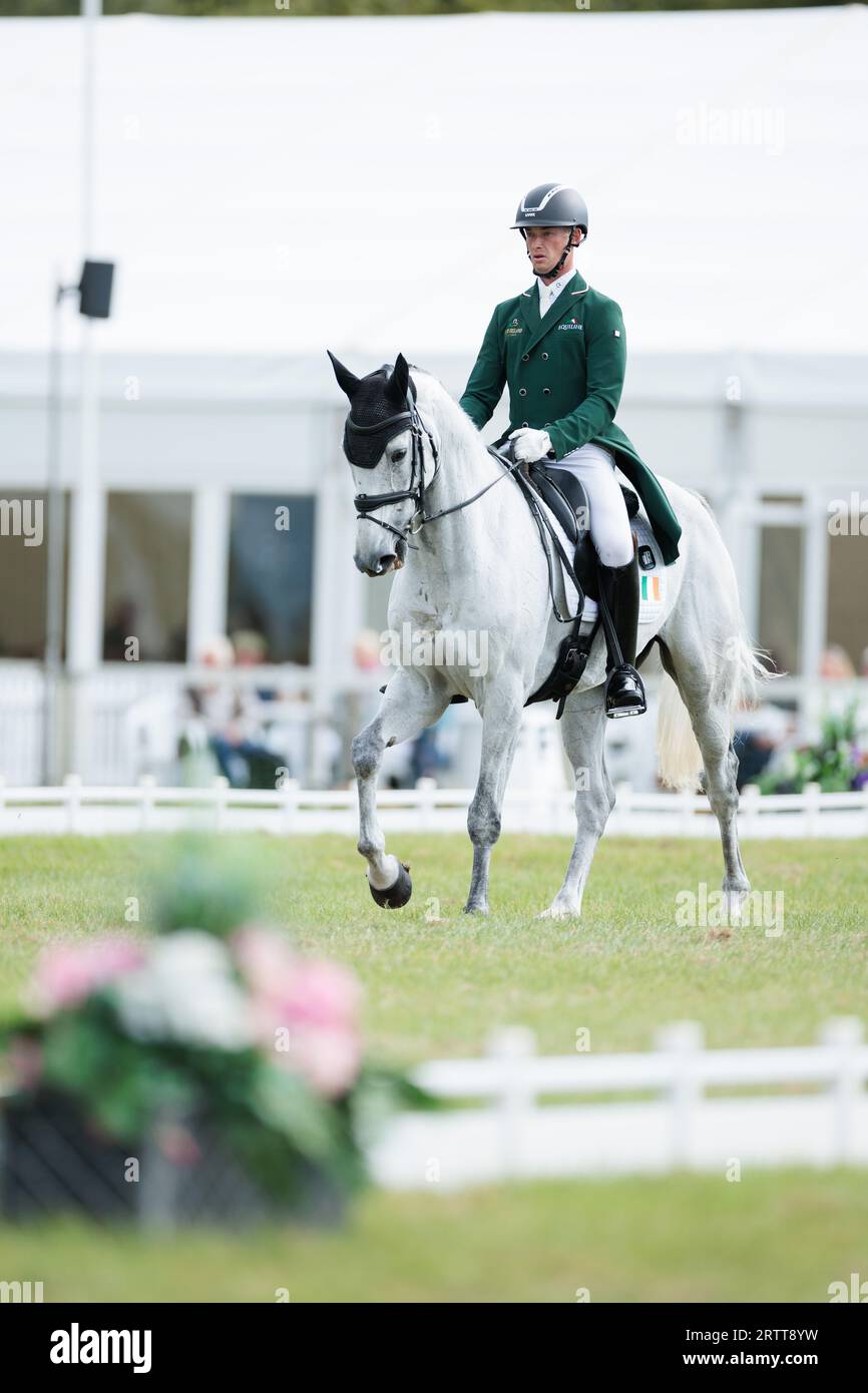 Ian Cassells of Ireland with Millridge Atlantis during the dressage test at the Blenheim Palace International Horse Trials on September 14, 2023, United Kingdom (Photo by Maxime David/MXIMD Pictures - mximd.com) Stock Photo