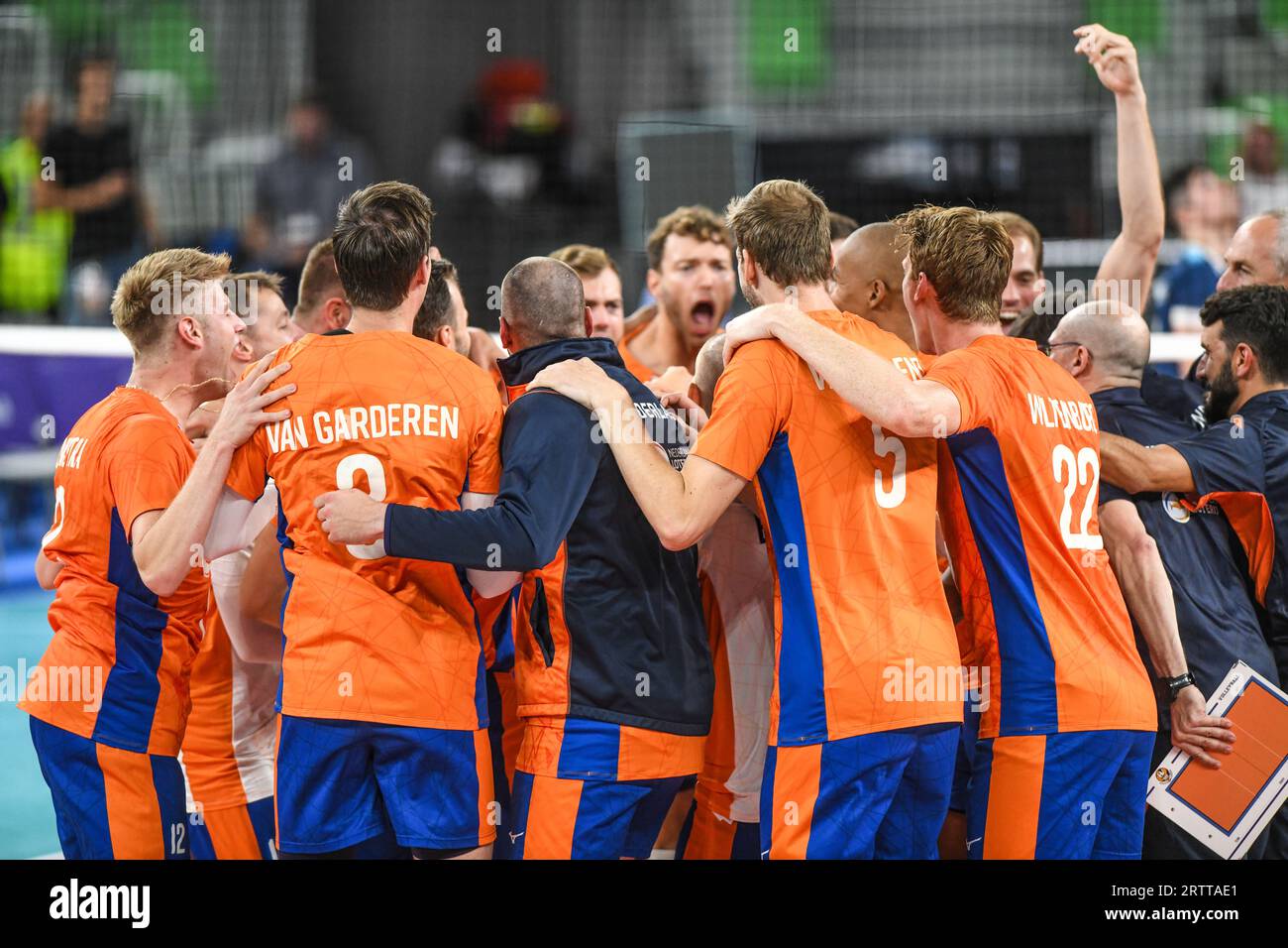 Netherlands volleyball national team celebrating. Volleyball World Championship 2022. Stock Photo