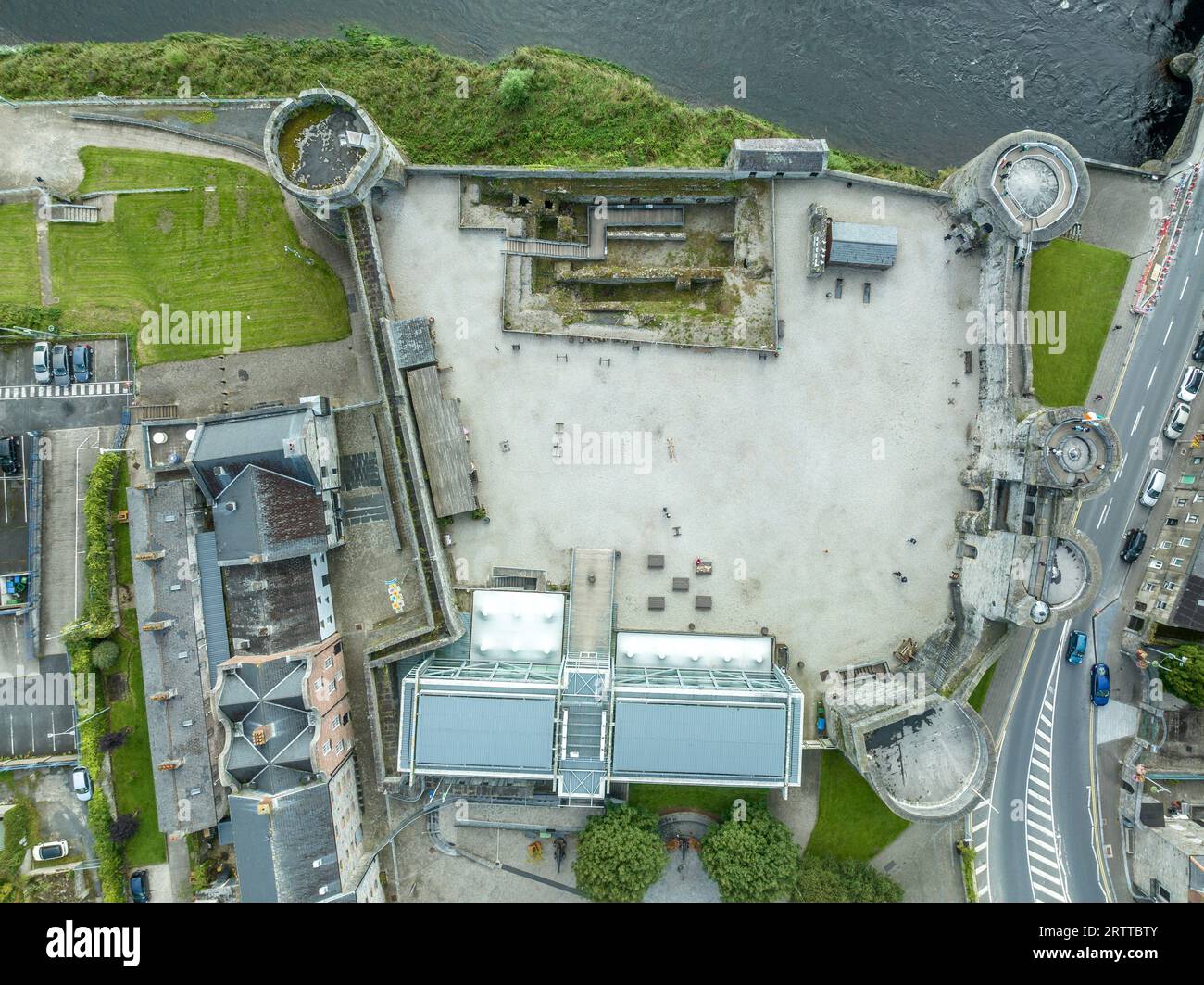 Aerial view of Limerick city and King John's castle on King's Island