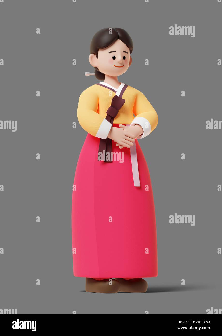 3D family character concept of holiday, chuseok, korean traditional anniversary Stock Photo