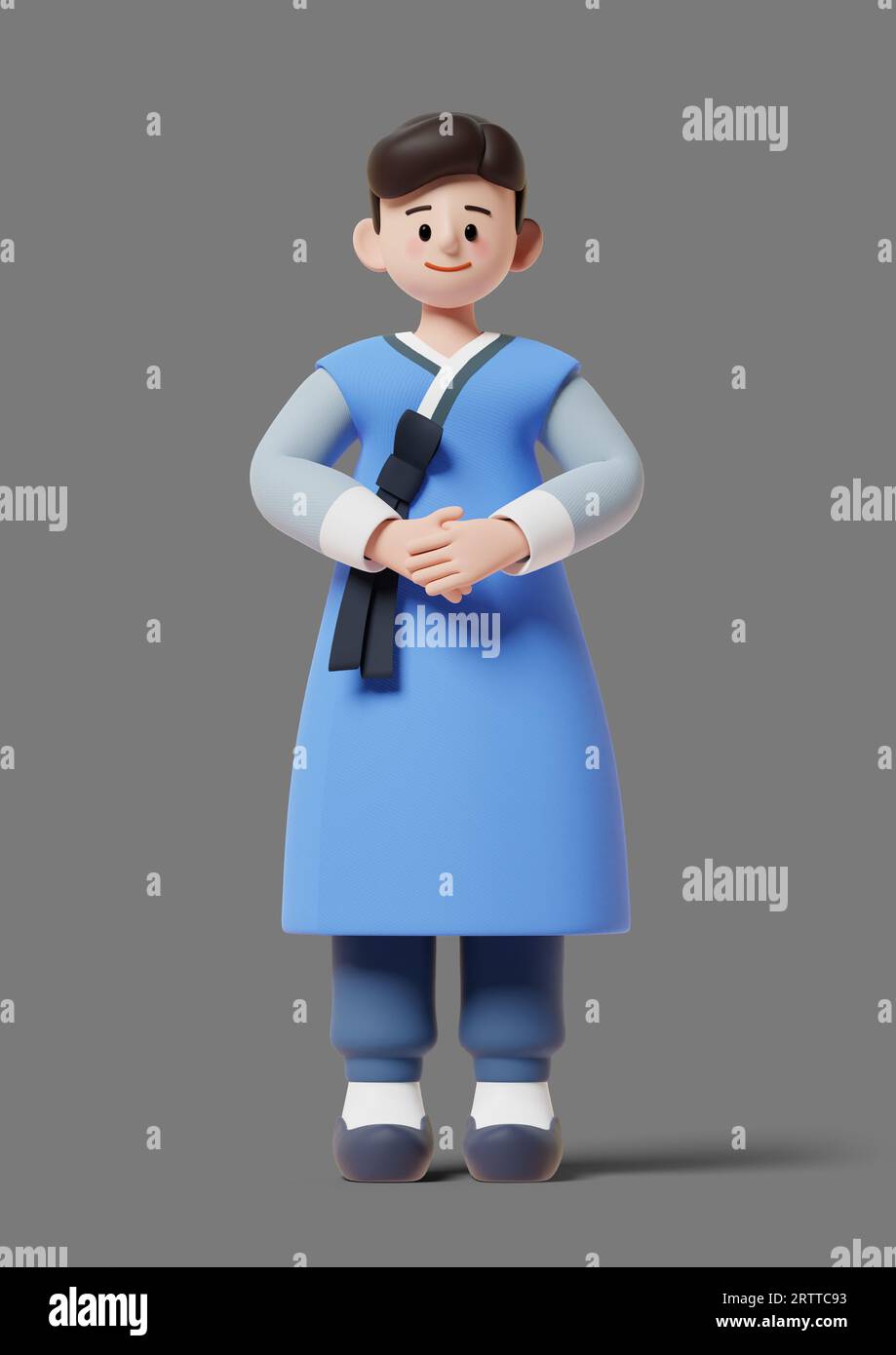 3D family character concept of holiday, chuseok, korean traditional anniversary Stock Photo
