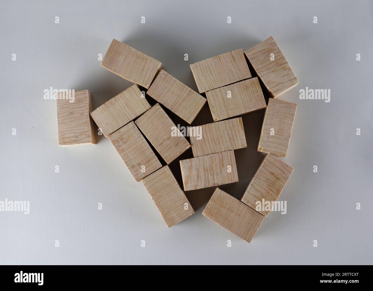 Stack wooden blocks on a white background Stock Photo