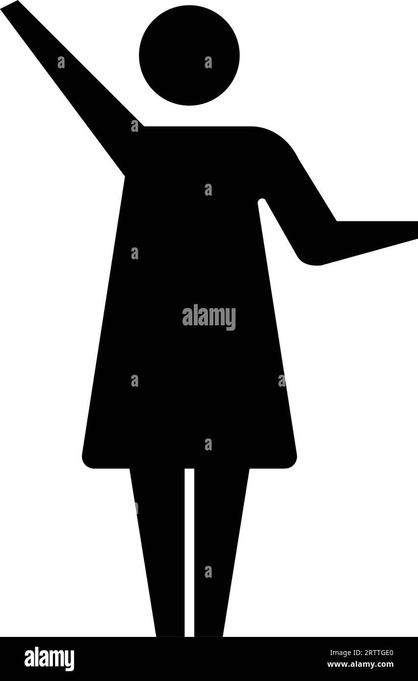 Woman icon open arms vector female person with raised hands symbol in a ...
