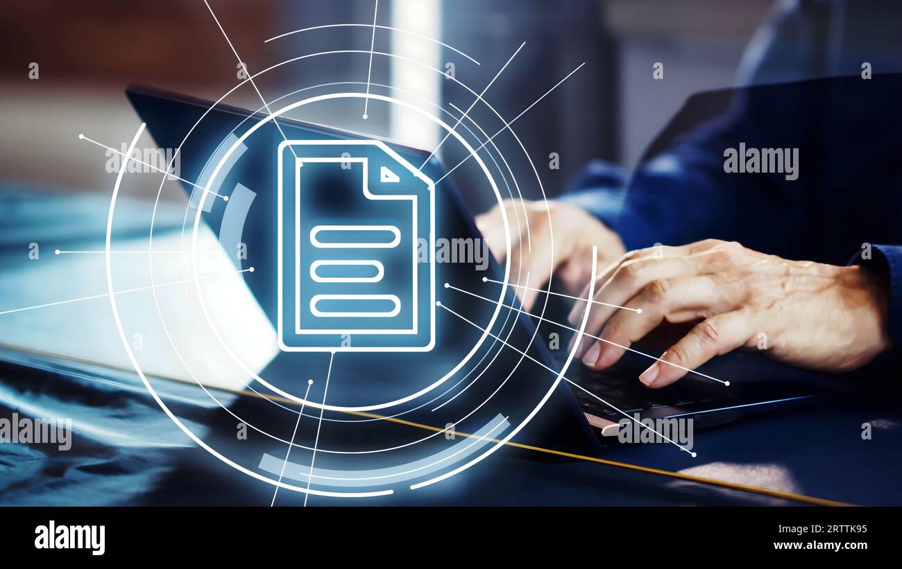 Corporate Document Management System. Business Security And DMS Data Stock Photo