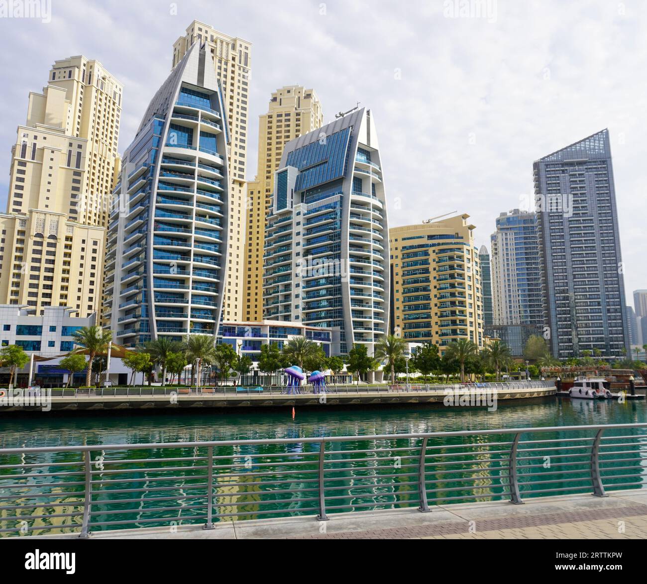 Dubai Marina in Dubai, UAE. View of the skyscrapers and the canal Stock ...