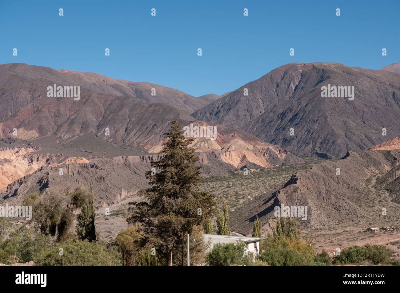 Panorama of the city of Tilcara in the province of Jujuy in Argetina Stock Photo