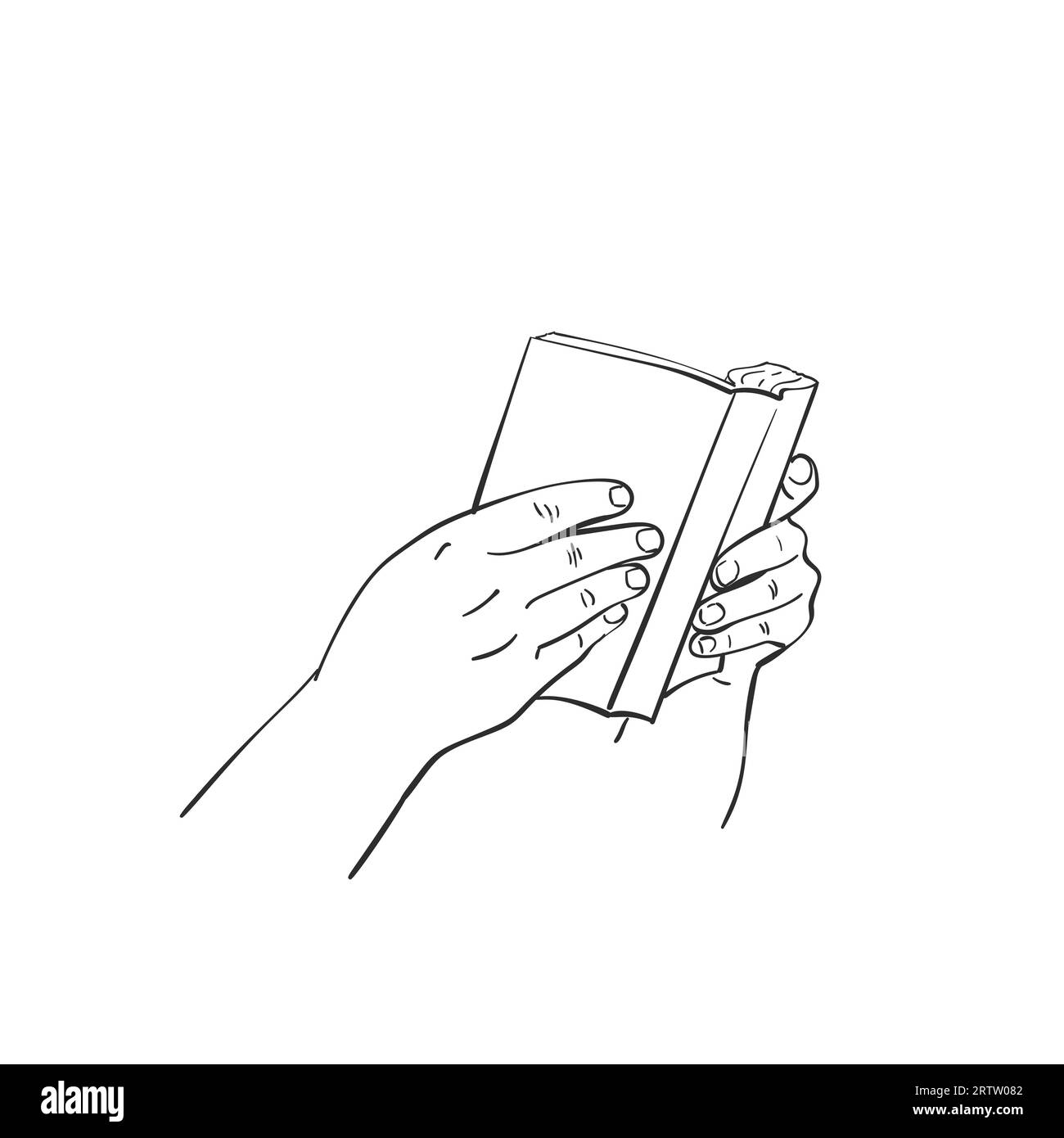 Sketch of hands holding book, Hand drawn vector illustration isolated