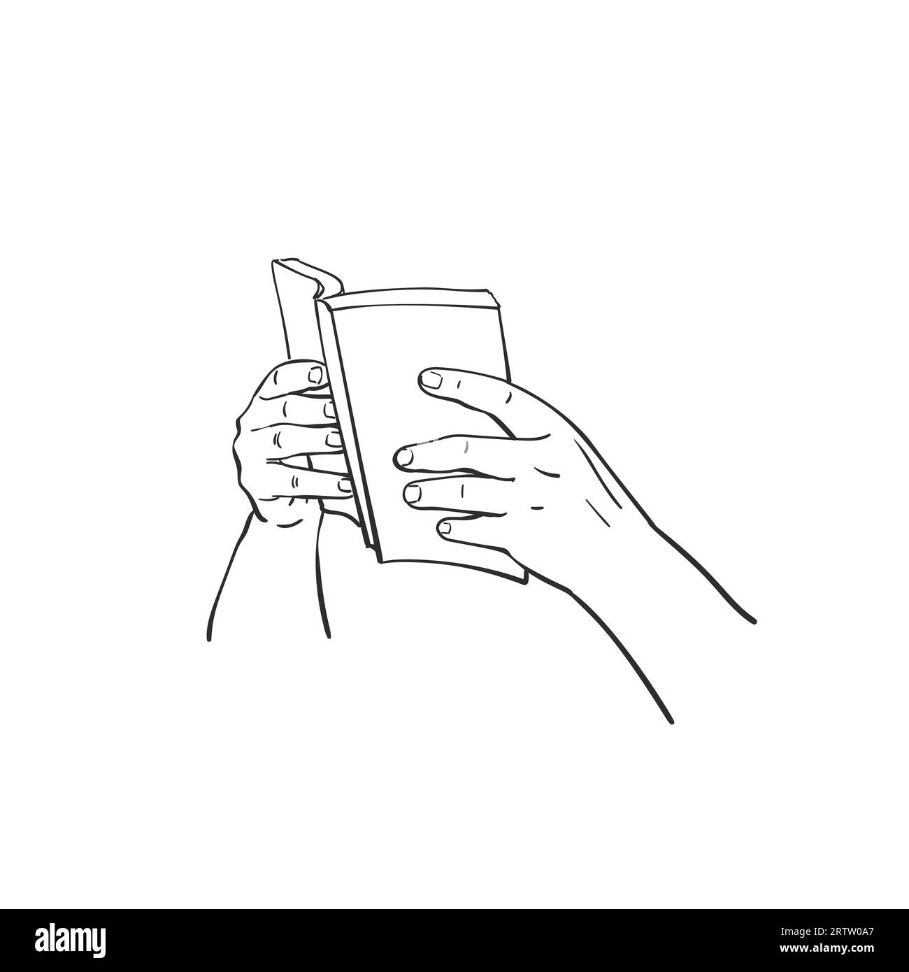 Sketch of hands holding book, Hand drawn vector illustration isolated