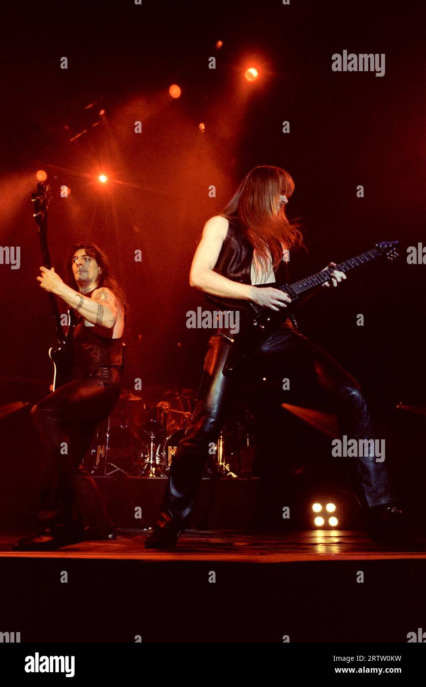 Milan Italy  1997-06-07:  Karl Logan and Joey DeMaio of the Manowar group in concert at the Palalavobis Stock Photo