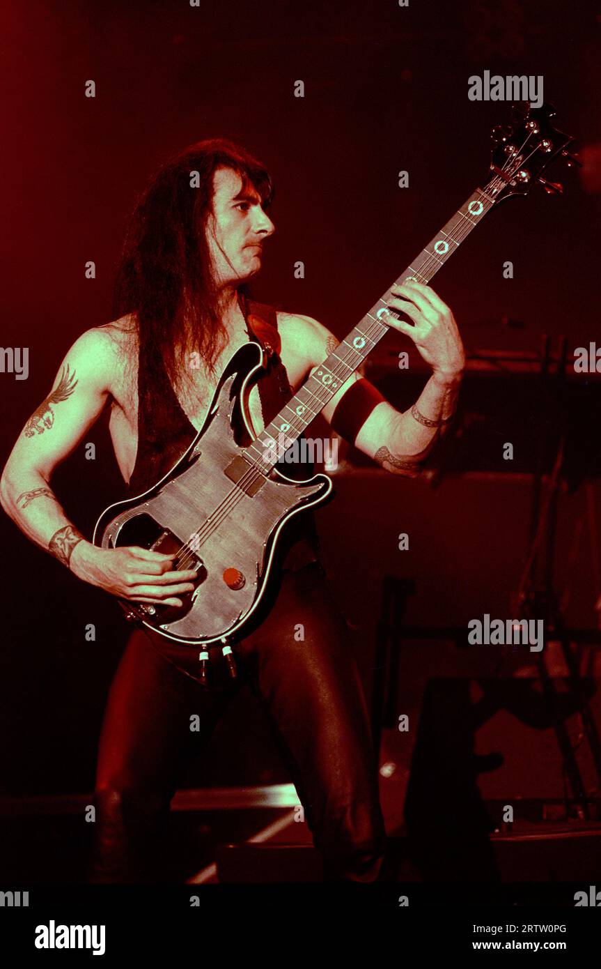 Milan Italy  1997-06-07:   Joey DeMaio bassist of the Manowar group in concert at the Palalavobis Stock Photo