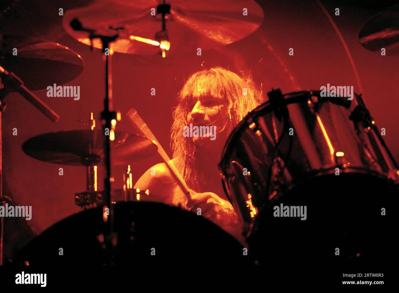 Milan Italy  1997-06-07:   Scott Columbus drummer, of the Manowar group in concert at the Palalavobis Stock Photo