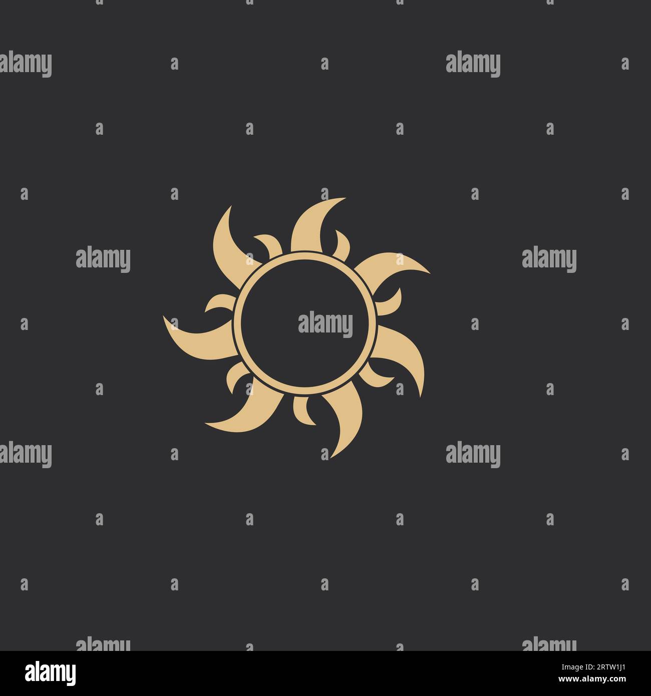 Celestial border sun line frame golden, mystic shape, space element