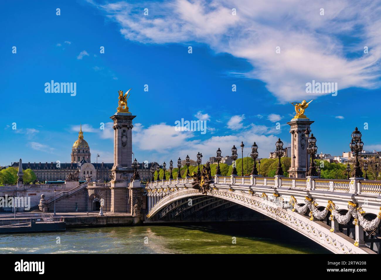 Paris France, city skyline at Seine River with Pont Alexandre III ...