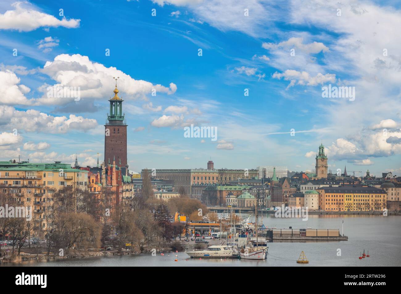 Stockholm Sweden, city skyline at Stockholm City Hall and Gamla Stan Stock Photo