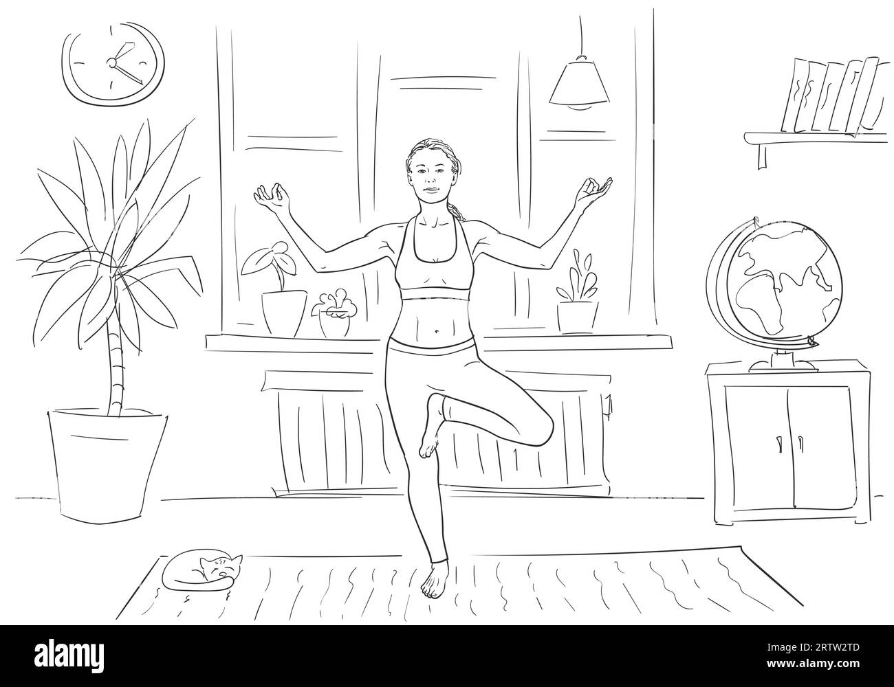 Yoga standing one leg Stock Vector Images - Alamy