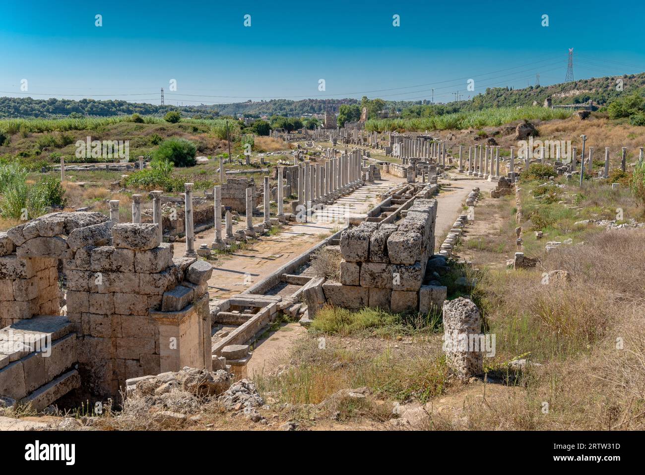 Ancient City Of Perge In Antalya, Turkey. Historical Ruins In The 