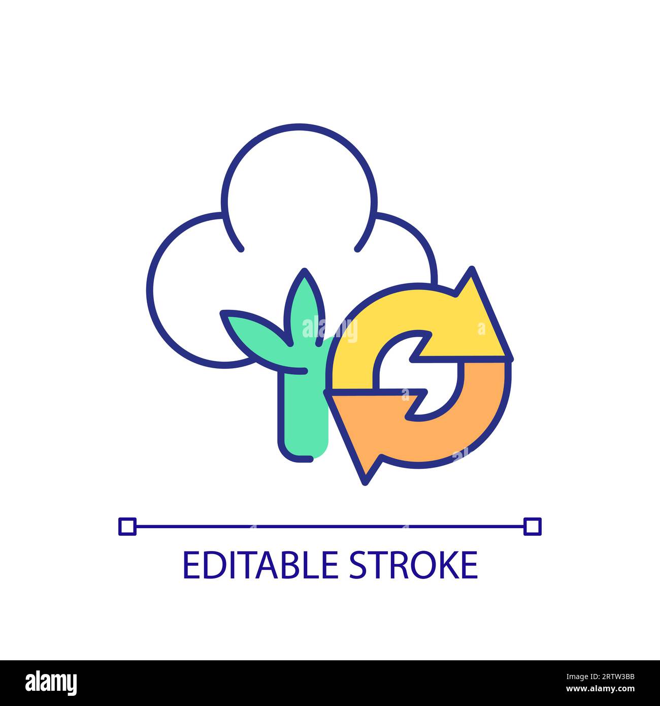 2D thin linear colorful adopt eco materials icon Stock Vector