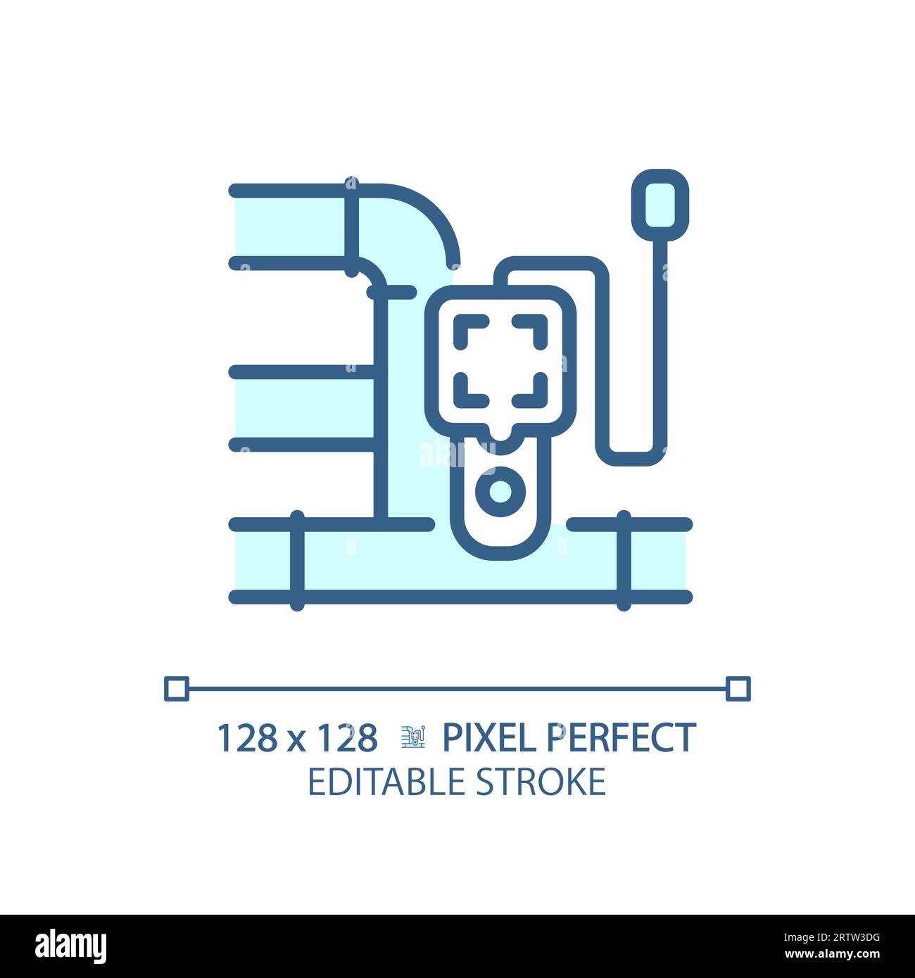 2D customizable thin linear blue pipeline and device icon Stock Vector