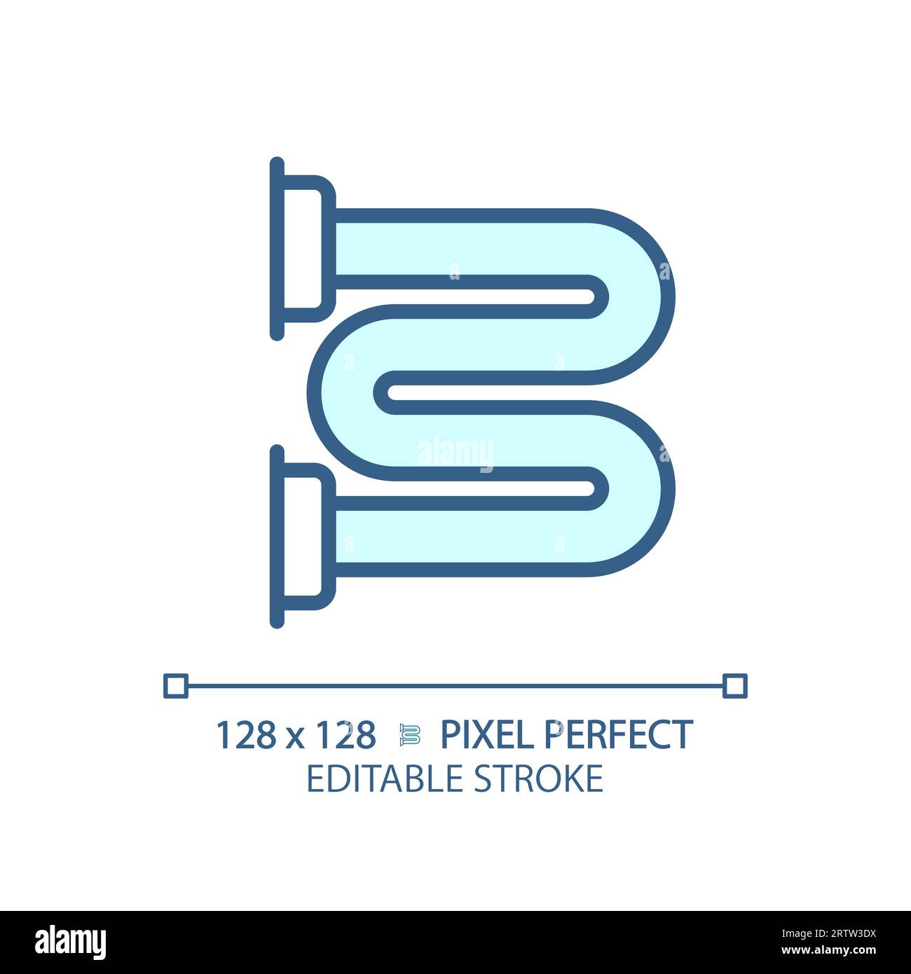 2D customizable thin linear blue heated towel rail icon Stock Vector