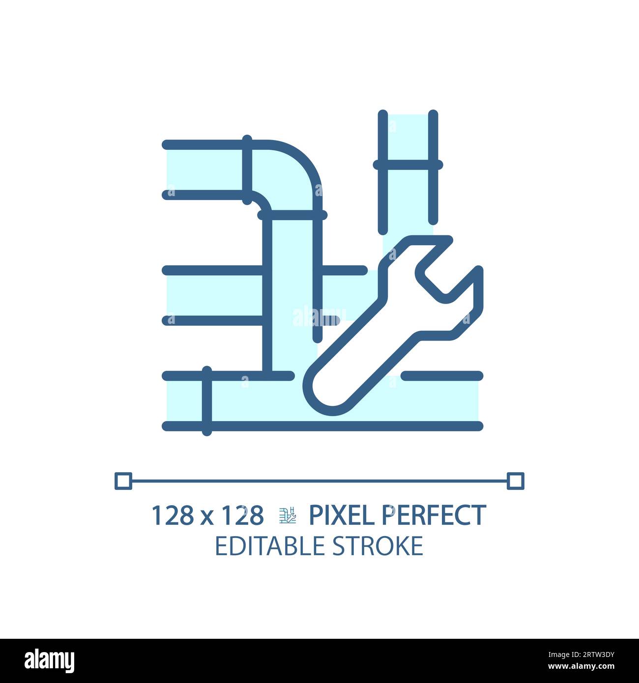 2D customizable thin linear blue pipe repair icon Stock Vector