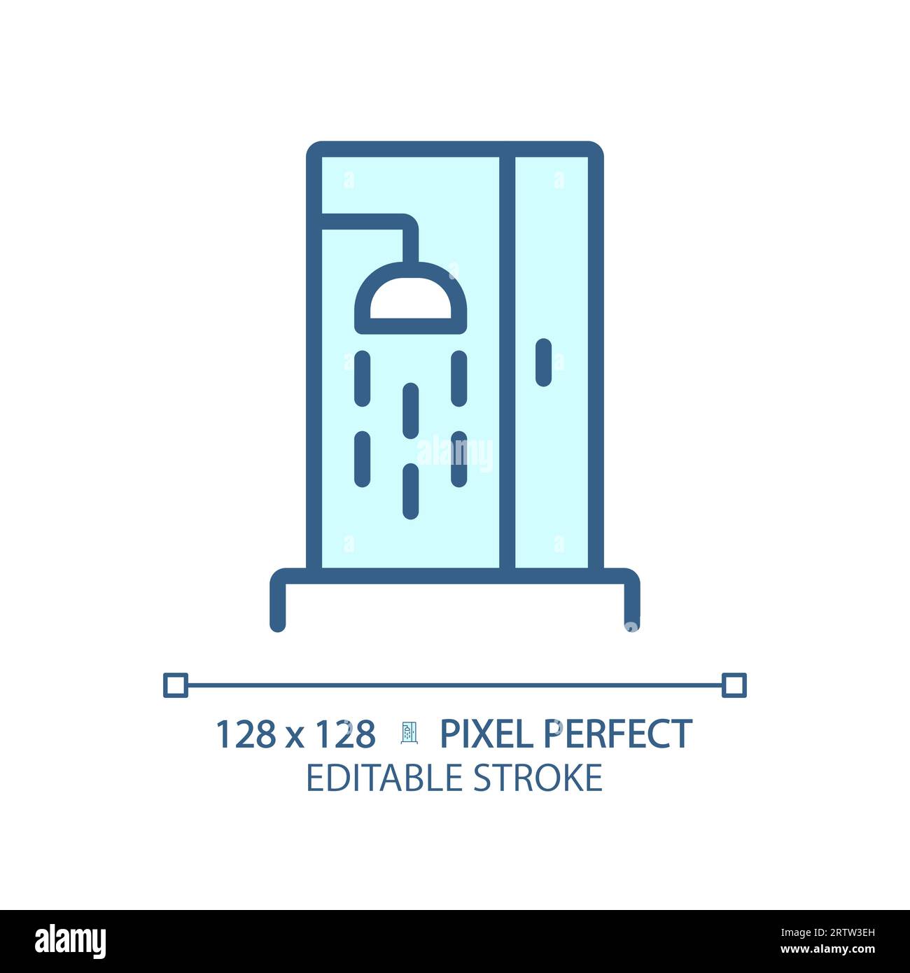 2D customizable thin linear blue shower icon Stock Vector