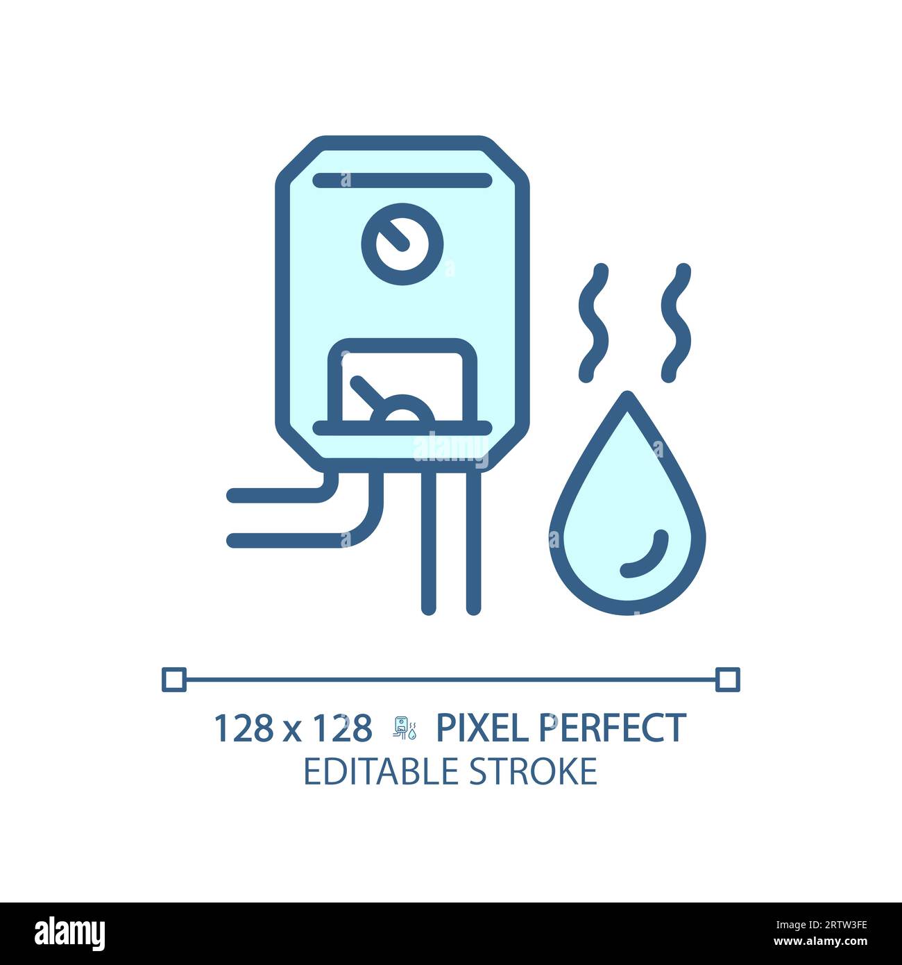 2D customizable thin linear blue water heater icon Stock Vector