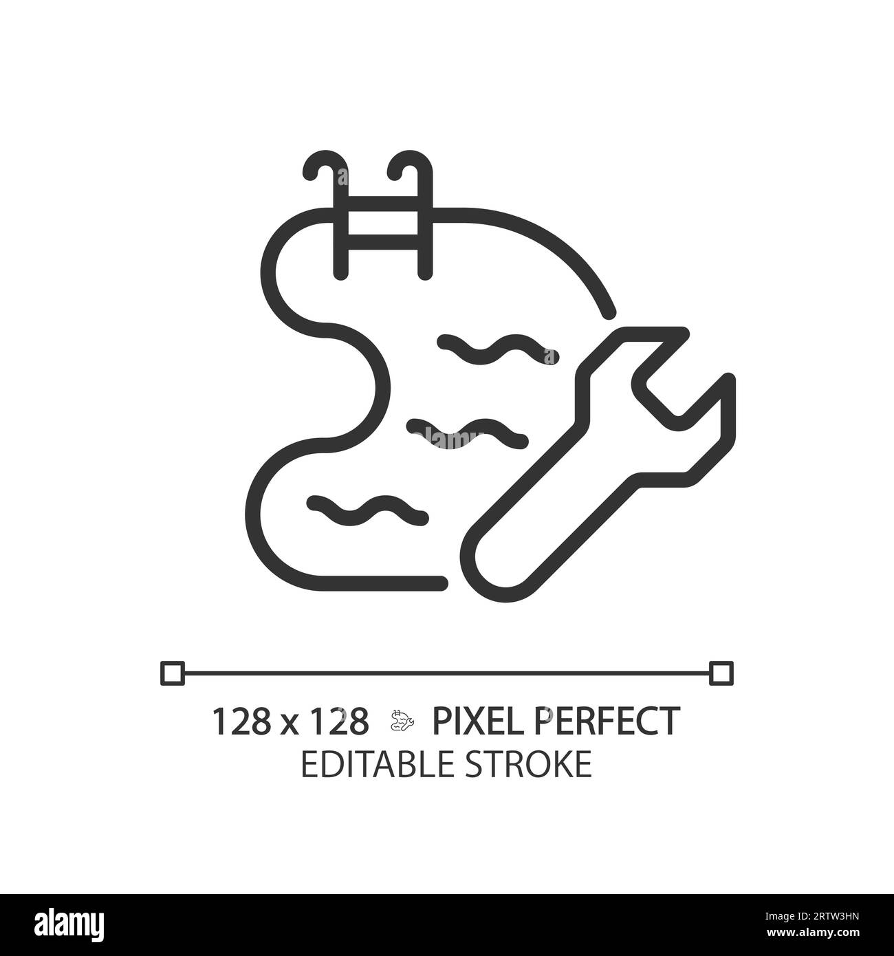 2D customizable black swimming pool maintenance icon Stock Vector