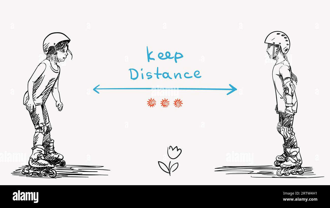 Keep social distance Covid19 banner for children, Stop spread