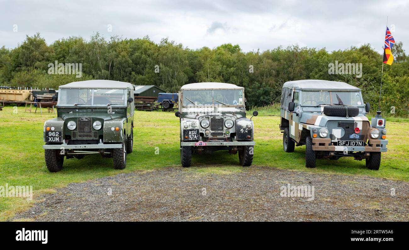 Newcastle-under-Lyme, Staffordshire-united kingdom April, 14, 2023 green Land Rover Series 1 pickup truck, launched on 30 April 1948 classic off road Stock Photo