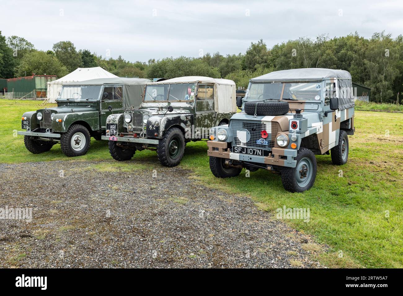 Newcastle-under-Lyme, Staffordshire-united kingdom April, 14, 2023 green Land Rover Series 1 pickup truck, launched on 30 April 1948 classic off road Stock Photo