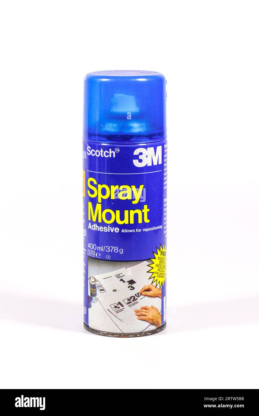 can of old 3M spraymount spray adhesive for mounting photographs and design work Stock Photo