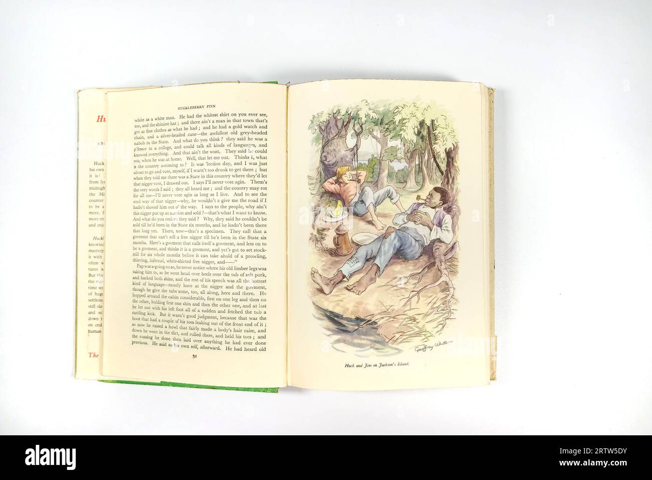 vintage huckleberry finn book by american author mark twain Stock Photo