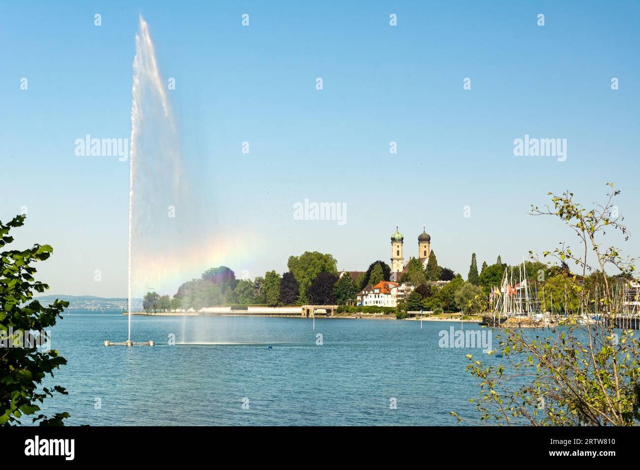 Water Fountain At The Waterfront In Friedrichshafen At Lake Constance water-fountain-at-the-waterfront-in-friedrichshafen-at-lake-constance