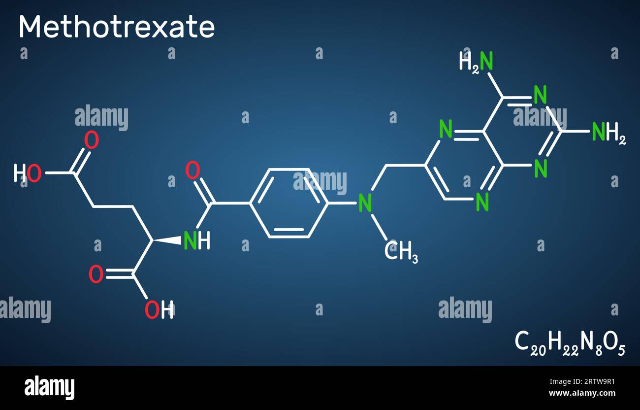 Methotrexate, MTX molecule. It is antineoplastic drug, used the
