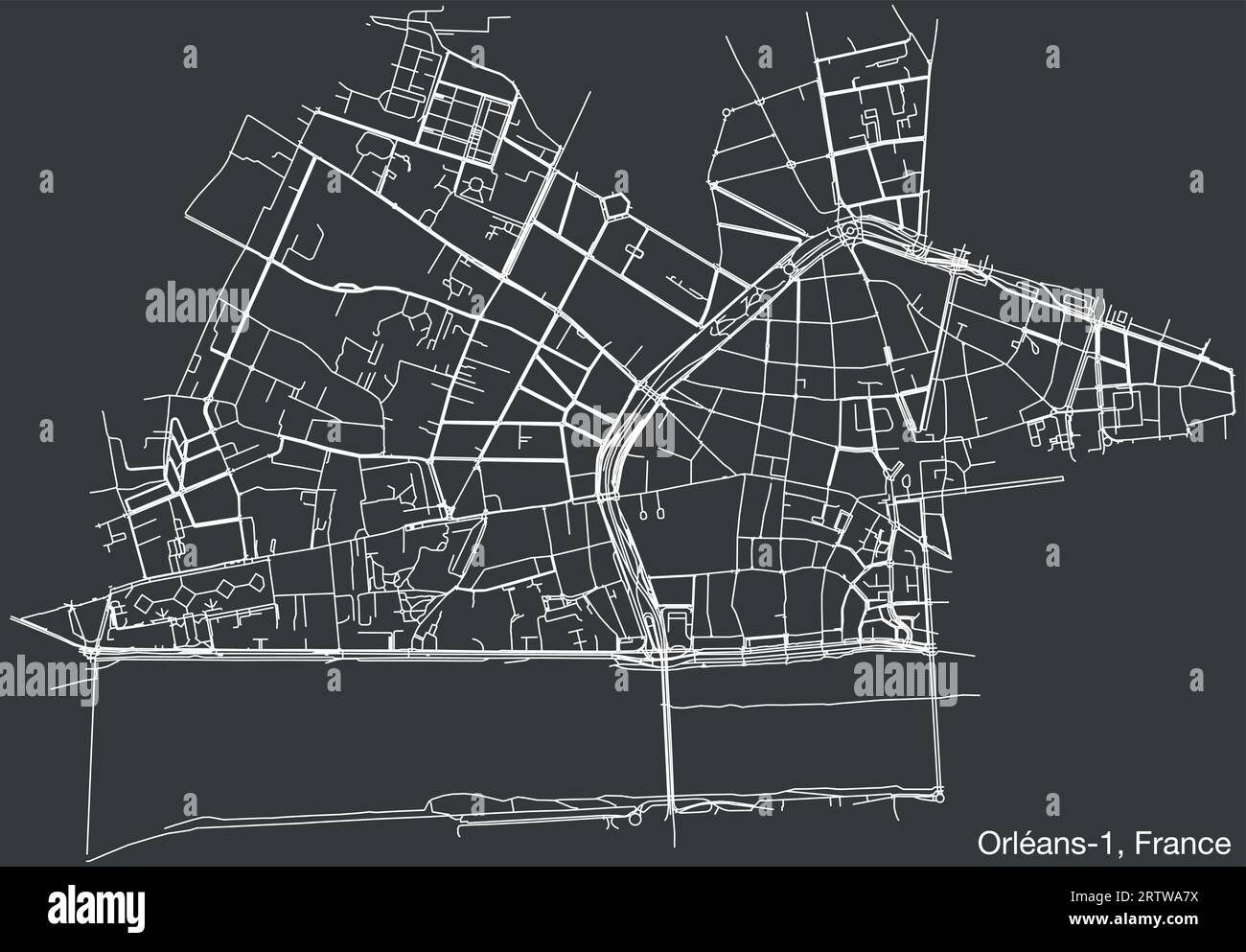 Street roads map of the ORLÉANS-1 CANTON, ORLÉANS Stock Vector Image ...