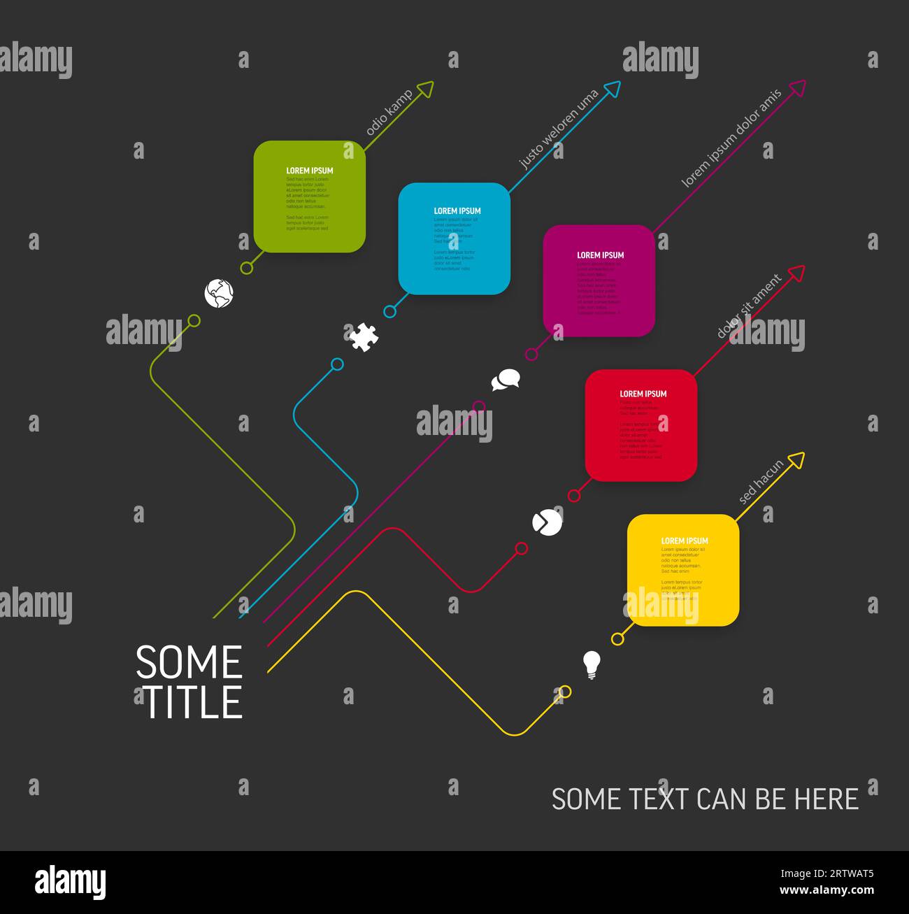 Vector dark diagonal Infographic template with color rounded square ...