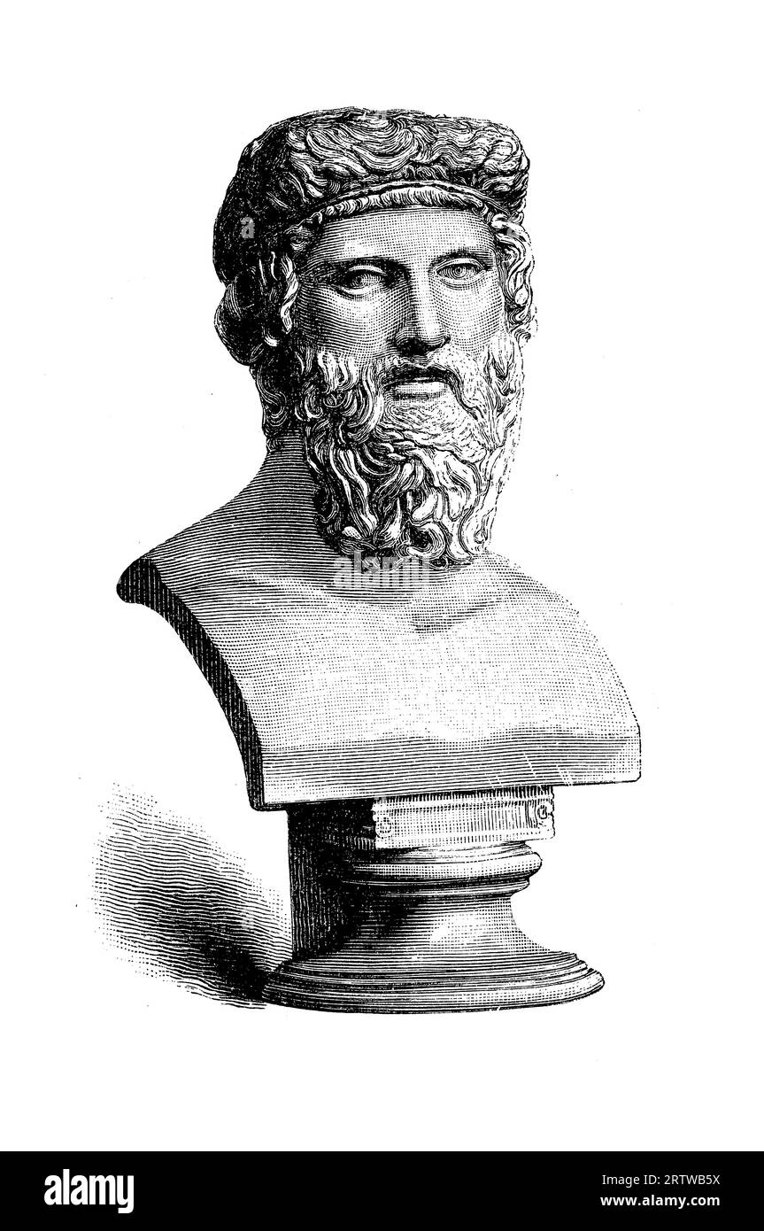 Plato (c. 428-348 BCE) ancient Greek philosopher and one of the most influential thinkers in Western philosophy. He was a student of Socrates and the teacher of Aristotle Stock Photo