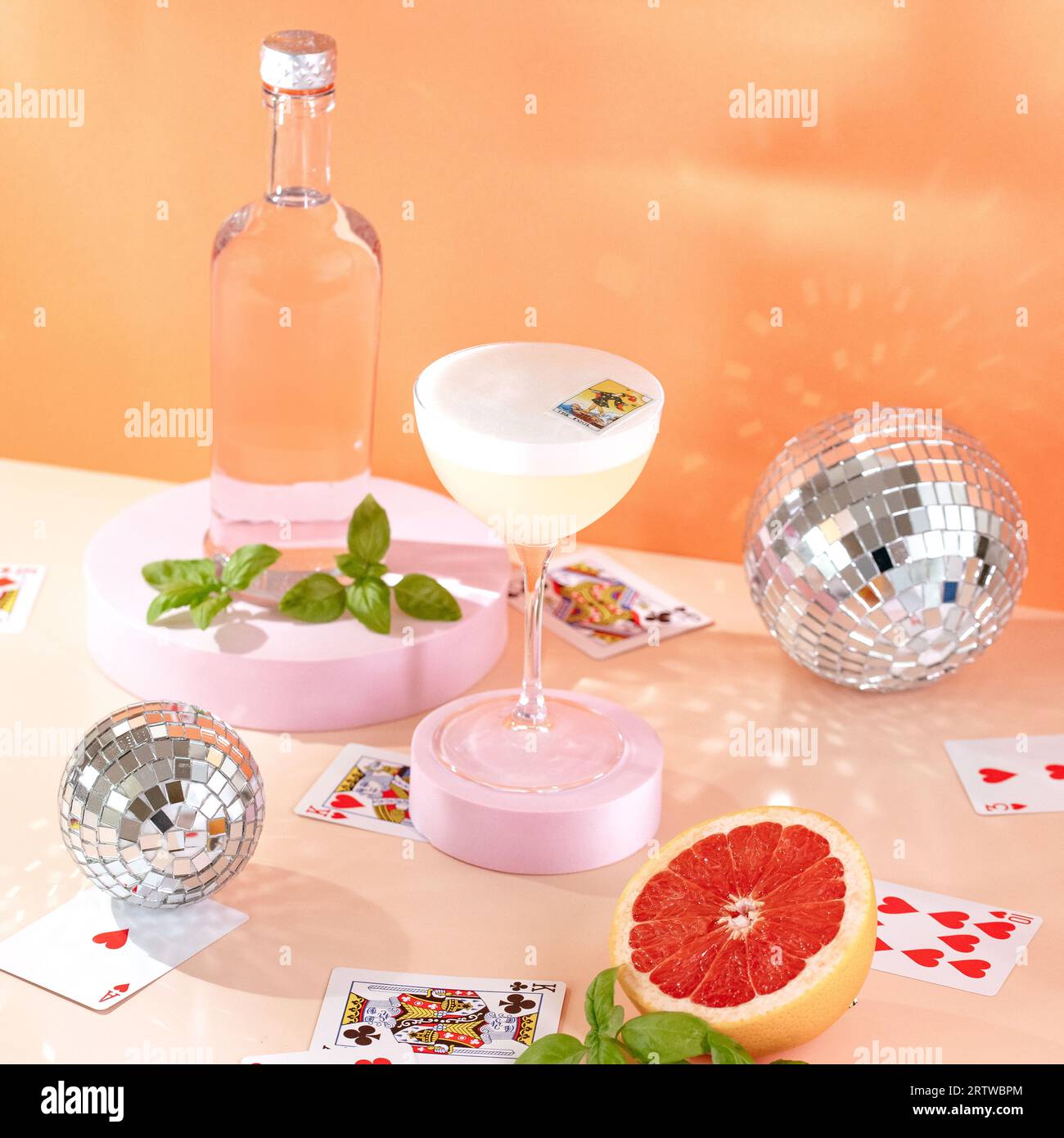 Cocktail, a sour drink with Gin, and egg white foam Stock Photo Alamy