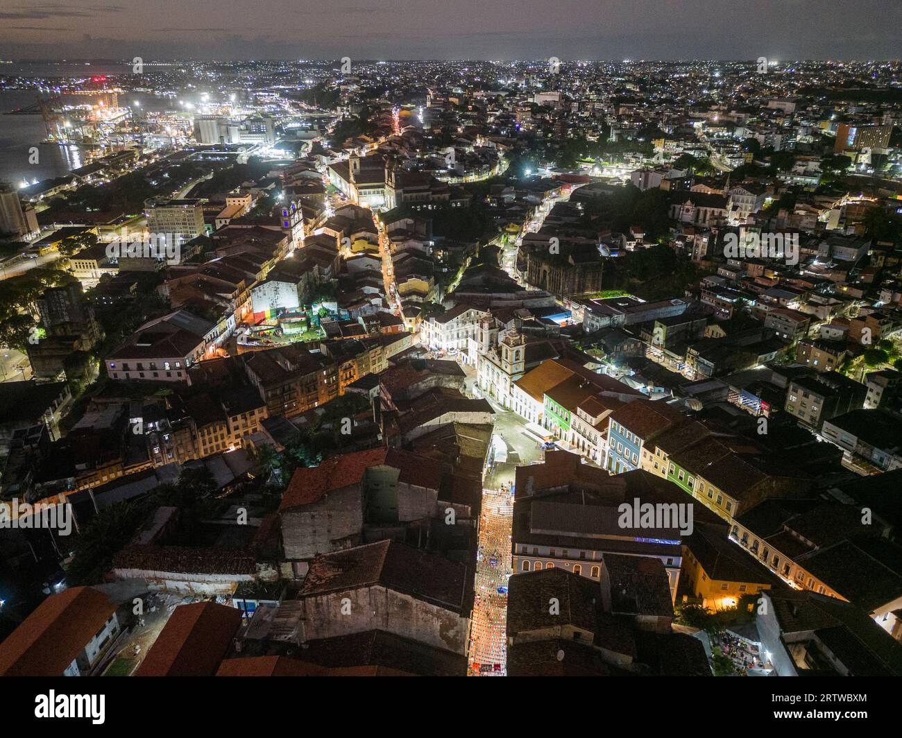 Beautiful aerial view to historic city buildings in Pelourinho Stock Photo