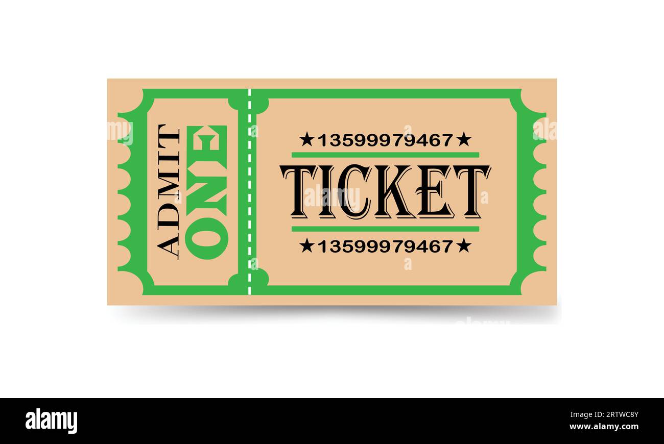 Admit one Ticket Icon Isolated on White Background. Vector Illustration. Good for cinema, theater, concert, performance, party, event, festival Stock Vector